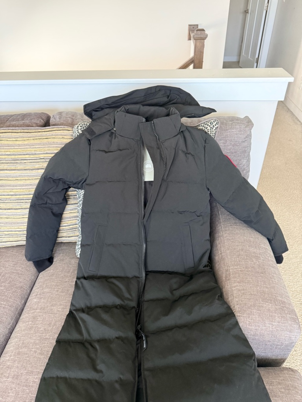 Canada Goose Black Quilted Parka with Hooded Collar